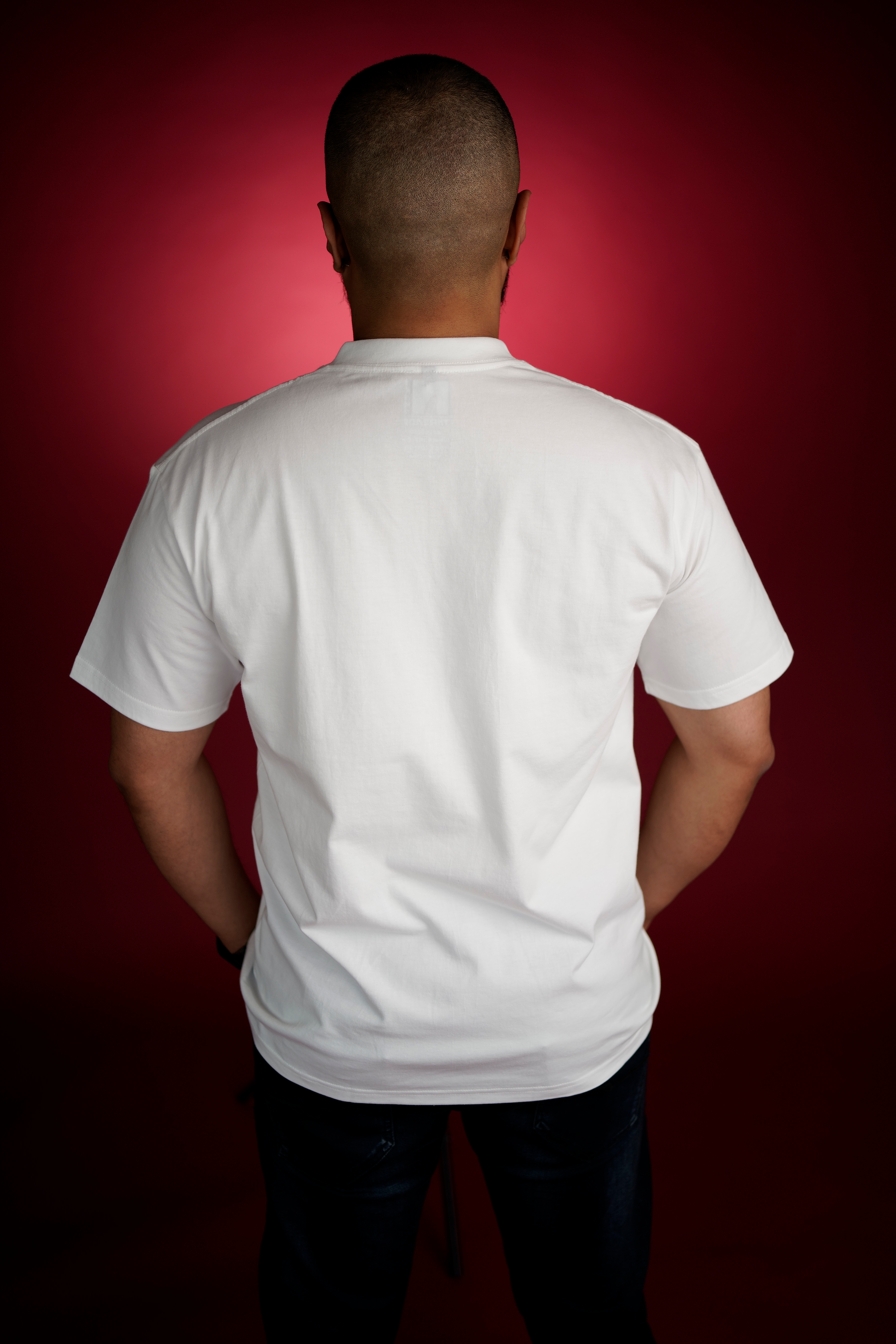 Back of heavyweight cotton tshirt